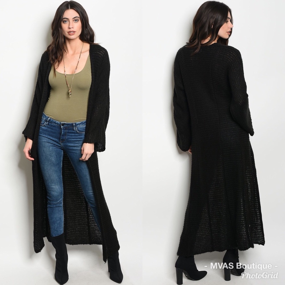 Black Long Line Cardigan | Make A OFFER